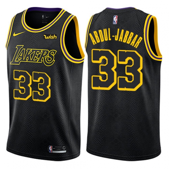 Women's Nike Los Angeles Lakers 33 Kareem Abdul-Jabbar Swingman Black NBA Jersey - City Edition