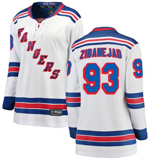 Women's New York Rangers 93 Mika Zibanejad Fanatics Branded White Away Breakaway NHL Jersey