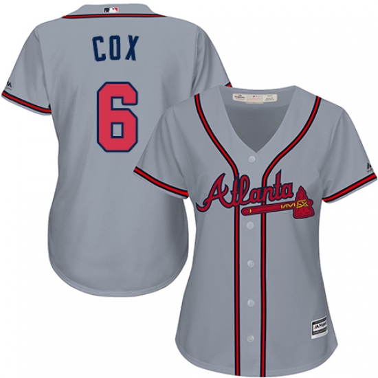 Women's Majestic Atlanta Braves 6 Bobby Cox Authentic Grey Road Cool Base MLB Jersey