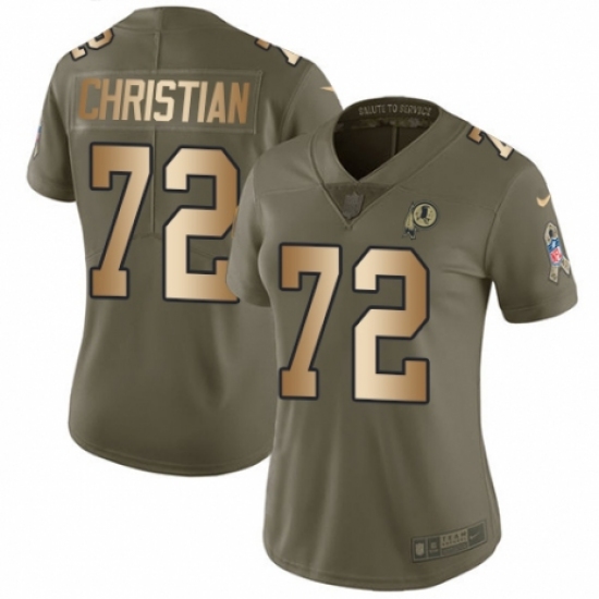 Women's Nike Washington Redskins 72 Geron Christian Limited Olive/Gold 2017 Salute to Service NFL Jersey