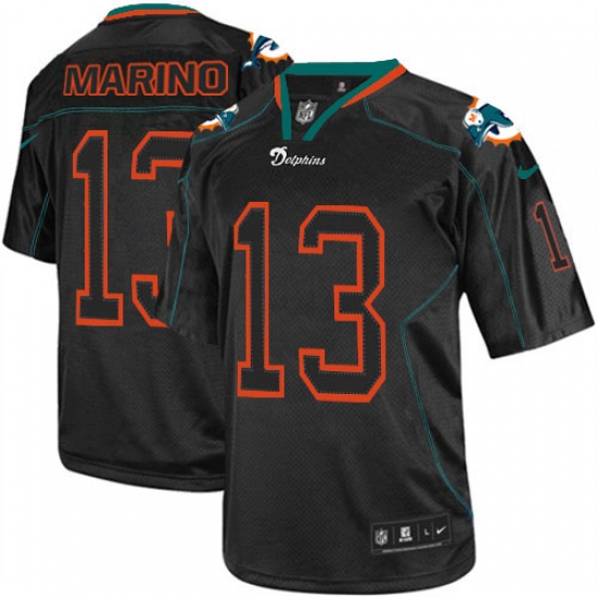 Men's Nike Miami Dolphins 13 Dan Marino Elite Lights Out Black NFL Jersey