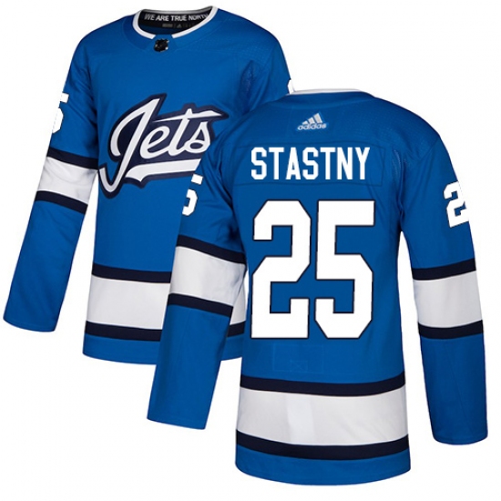 Youth Adidas Winnipeg Jets 25 Paul Stastny Authentic Blue Alternate NHL Jersey