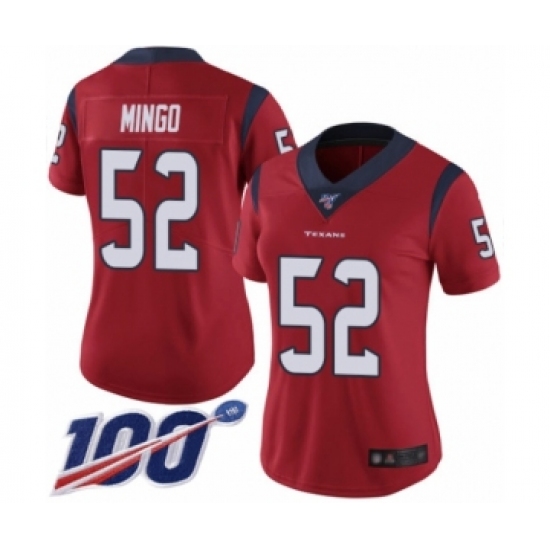 Women's Houston Texans 52 Barkevious Mingo Red Alternate Vapor Untouchable Limited Player 100th Season Football Jersey