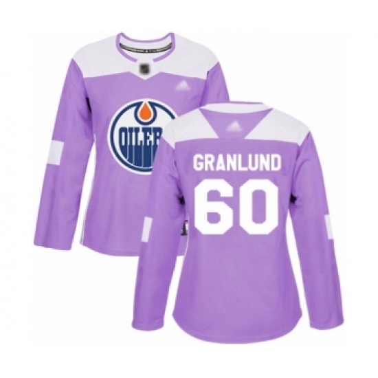 Women's Edmonton Oilers 60 Markus Granlund Authentic Purple Fights Cancer Practice Hockey Jersey