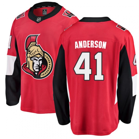 Men's Ottawa Senators 41 Craig Anderson Fanatics Branded Red Home Breakaway NHL Jersey