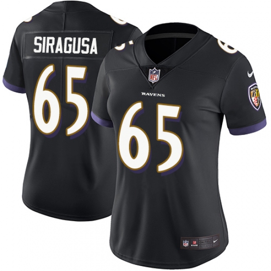 Women's Nike Baltimore Ravens 60 Nico Siragusa Black Alternate Vapor Untouchable Limited Player NFL Jersey