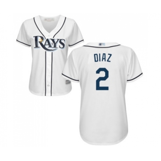 Women's Tampa Bay Rays 2 Yandy Diaz Replica White Home Cool Base Baseball Jersey