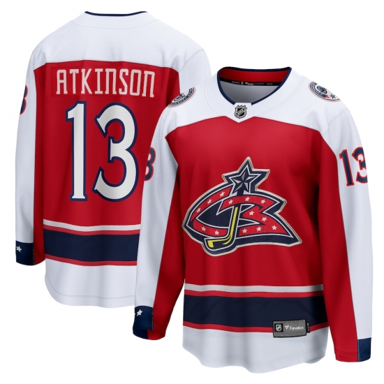 Men's Columbus Blue Jackets 13 Cam Atkinson Fanatics Branded Red 2020-21 Special Edition Breakaway Player Jersey