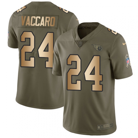 Men Nike Tennessee Titans 24 Kenny Vaccaro Limited Olive Gold 2017 Salute to Service NFL Jersey