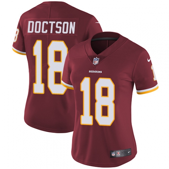 Women's Nike Washington Redskins 18 Josh Doctson Elite Burgundy Red Team Color NFL Jersey