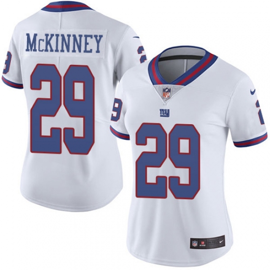 Women's New York Giants 29 Xavier McKinney White Stitched Limited Rush Jersey