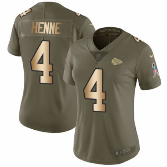Women's Nike Kansas City Chiefs 4 Chad Henne Limited Olive/Gold 2017 Salute to Service NFL Jersey