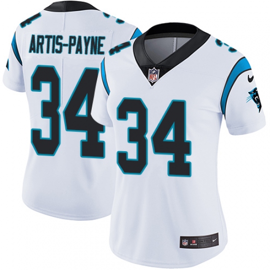 Women's Nike Carolina Panthers 34 Cameron Artis-Payne White Vapor Untouchable Limited Player NFL Jersey