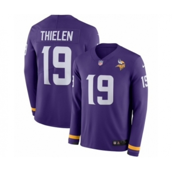 Men's Nike Minnesota Vikings 19 Adam Thielen Limited Purple Therma Long Sleeve NFL Jersey