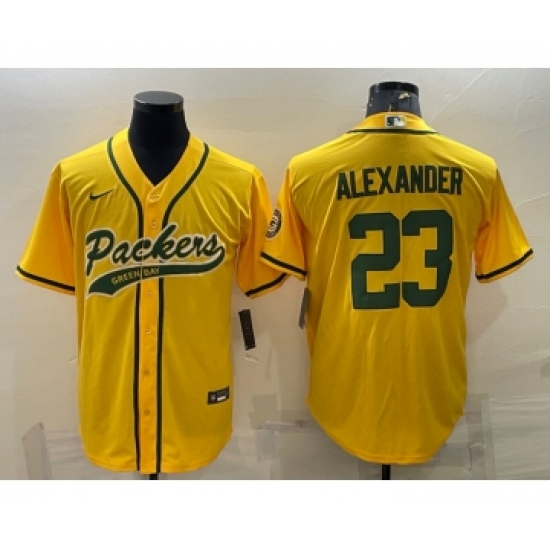 Men's Green Bay Packers 23 Jaire Alexander Yellow With Patch Cool Base Stitched Baseball Jersey