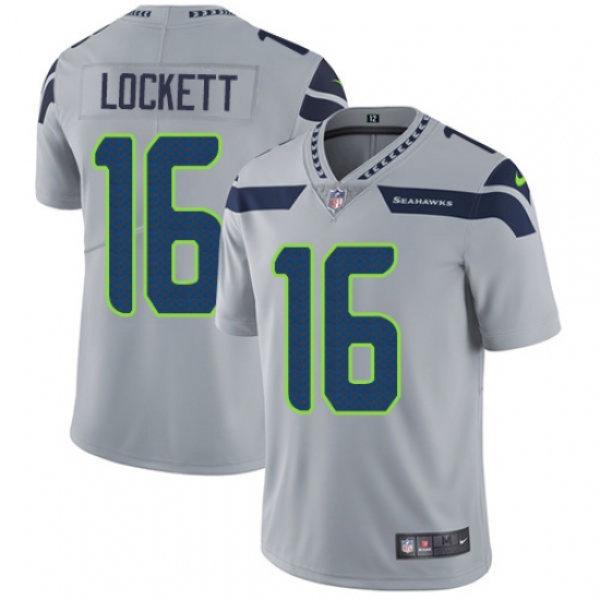 Youth Nike Seattle Seahawks 16 Tyler Lockett Elite Grey Alternate NFL Jersey