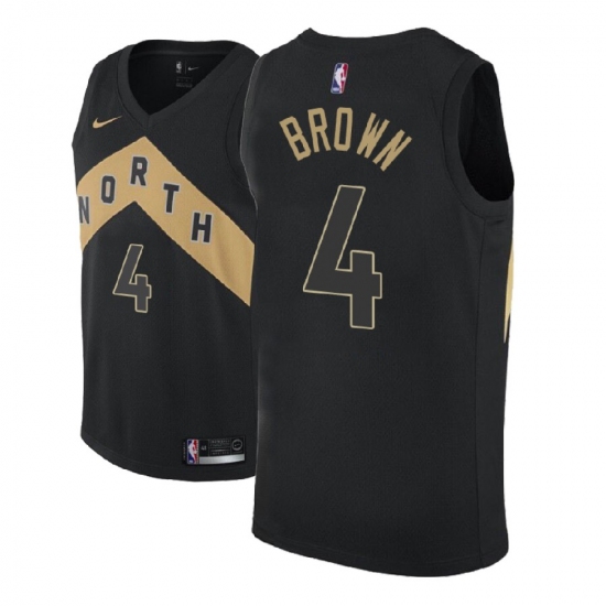 Men NBA 2018-19 Toronto Raptors 4 Lorenzo Brown City Edition Black Jersey