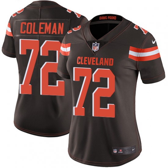 Women's Nike Cleveland Browns 72 Shon Coleman Brown Team Color Vapor Untouchable Limited Player NFL Jersey