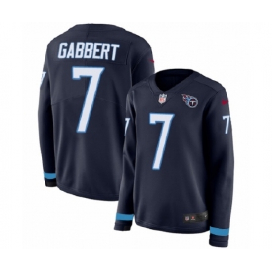 Women's Nike Tennessee Titans 7 Blaine Gabbert Limited Navy Blue Therma Long Sleeve NFL Jersey