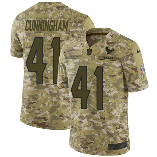 Men's Nike Houston Texans 41 Zach Cunningham Limited Camo 2018 Salute to Service NFL Jersey