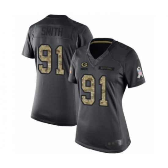 Women's Green Bay Packers 91 Preston Smith Limited Black 2016 Salute to Service Football Jersey