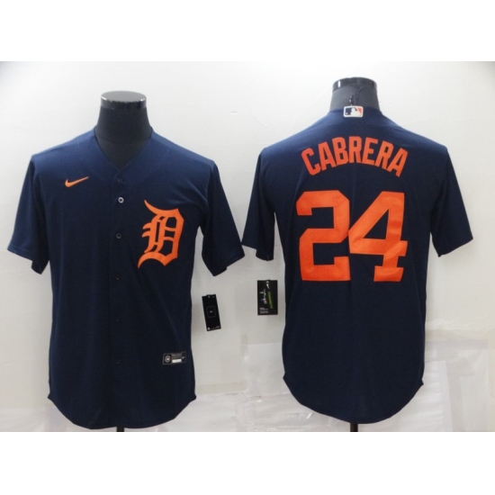 Men's Nike Detroit Tigers 24 Miguel Cabrera Navy Road Stitched Jersey