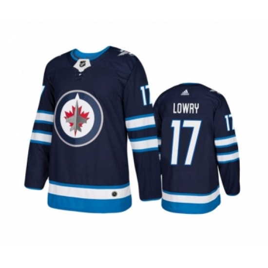 Men's Winnipeg Jets 17 Adam Lowry Navy Stitched Jersey