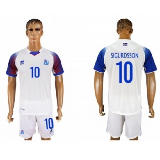 Iceland 10 Sigurdsson Away Soccer Country Jersey