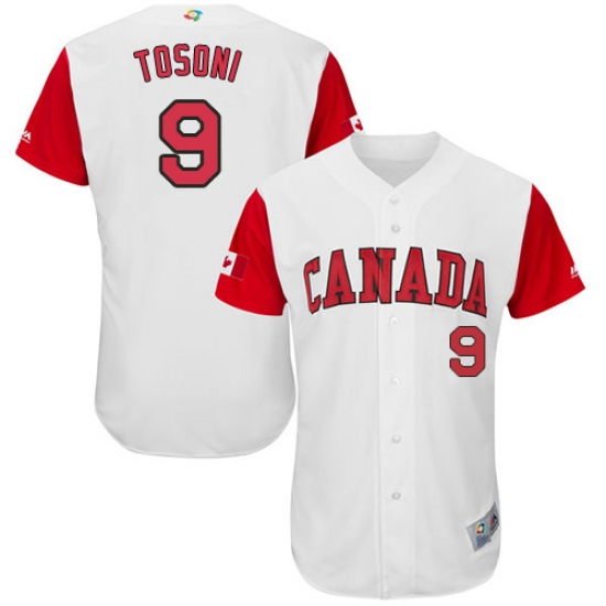 Men's Canada Baseball Majestic 9 Rene Tosoni White 2017 World Baseball Classic Authentic Team Jersey