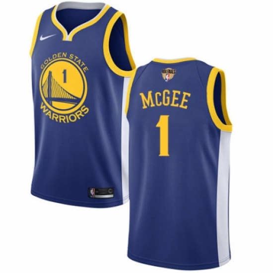 Men's Nike Golden State Warriors 1 JaVale McGee Swingman Royal Blue Road 2018 NBA Finals Bound NBA Jersey - Icon Edition