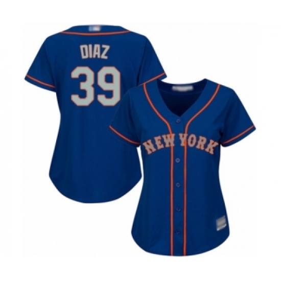 Women's New York Mets 39 Edwin Diaz Authentic Royal Blue Alternate Road Cool Base Baseball Jersey