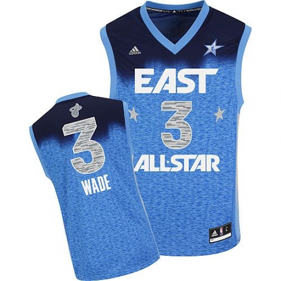 Men's Adidas Miami Heat 3 Dwyane Wade Authentic Blue 2012 All Star NBA Jersey