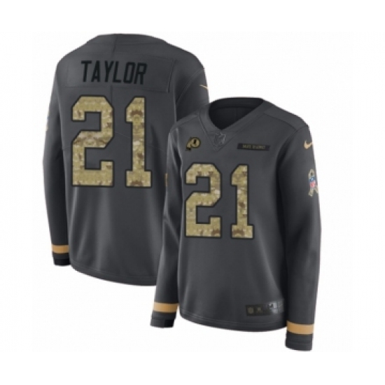 Women's Nike Washington Redskins 21 Sean Taylor Limited Black Salute to Service Therma Long Sleeve NFL Jersey