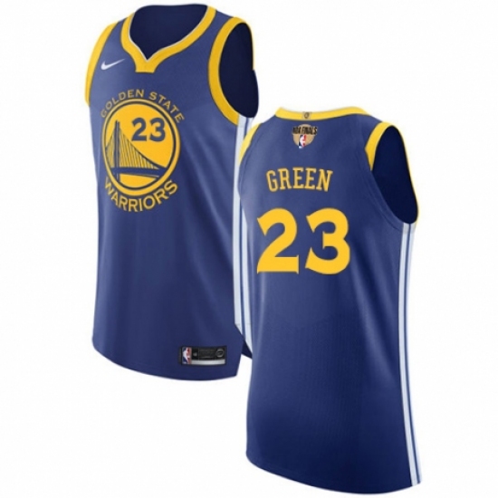 Men's Nike Golden State Warriors 23 Draymond Green Authentic Royal Blue Road 2018 NBA Finals Bound NBA Jersey - Icon Edition