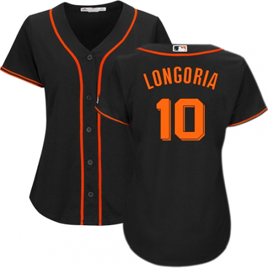 Women's Majestic San Francisco Giants 10 Evan Longoria Authentic Black Alternate Cool Base MLB Jersey