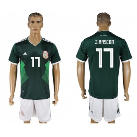 Mexico 17 J.Rascon Green Home Soccer Country Jersey