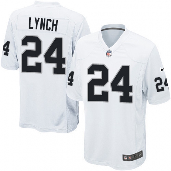 Men's Nike Oakland Raiders 24 Marshawn Lynch Game White NFL Jersey