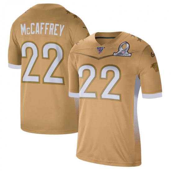 Men's Carolina Panthers 22 Christian McCaffrey Nike Gold 2020 NFC Pro Bowl Game Jersey