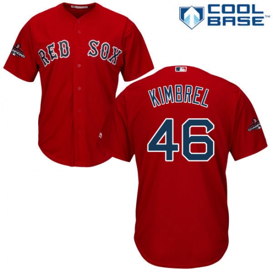 Youth Majestic Boston Red Sox 46 Craig Kimbrel Authentic Red Alternate Home Cool Base 2018 World Series Champions MLB Jersey