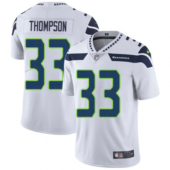 Men's Nike Seattle Seahawks 33 Tedric Thompson White Vapor Untouchable Limited Player NFL Jersey