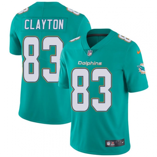 Youth Nike Miami Dolphins 83 Mark Clayton Aqua Green Team Color Vapor Untouchable Limited Player NFL Jersey