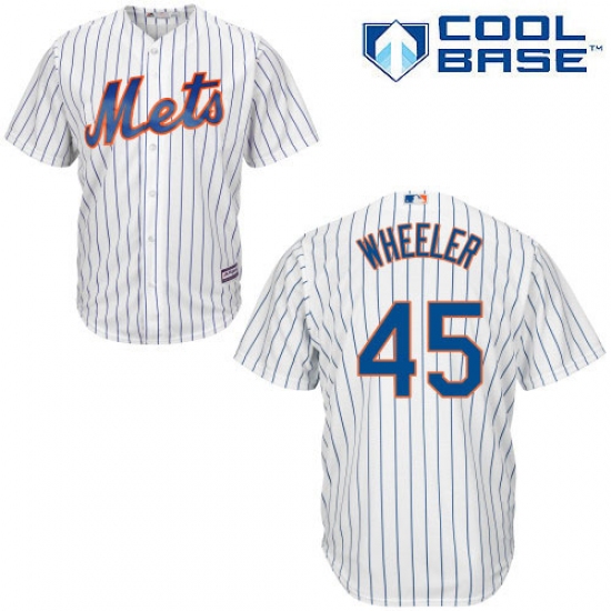 Men's Majestic New York Mets 45 Zack Wheeler Replica White Home Cool Base MLB Jersey