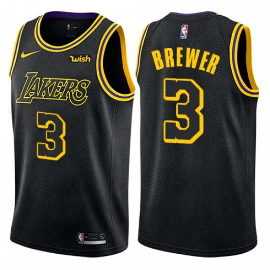 Youth Nike Los Angeles Lakers 3 Corey Brewer Swingman Black NBA Jersey - City Edition