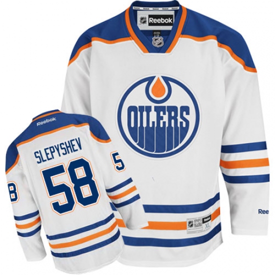 Women's Reebok Edmonton Oilers 58 Anton Slepyshev Authentic White Away NHL Jersey