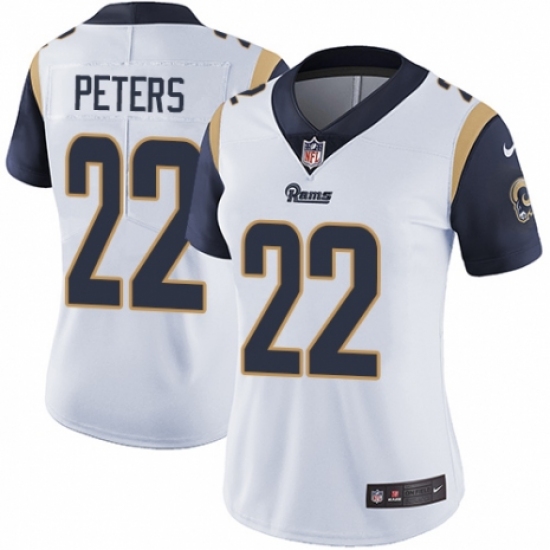 Women's Nike Los Angeles Rams 22 Marcus Peters White Vapor Untouchable Elite Player NFL Jersey