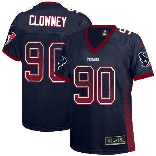 Women's Nike Houston Texans 90 Jadeveon Clowney Elite Navy Blue Drift Fashion NFL Jersey