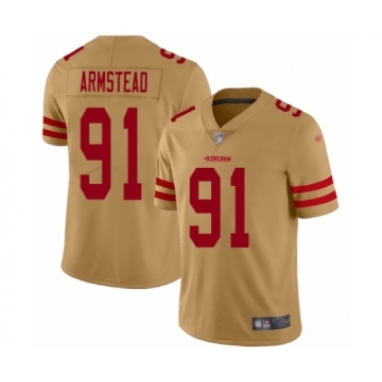 Women's San Francisco 49ers 91 Arik Armstead Limited Gold Inverted Legend Football Jersey