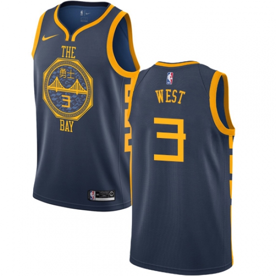 Women's Nike Golden State Warriors 3 David West Swingman Navy Blue NBA Jersey - City Edition