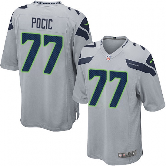 Men's Nike Seattle Seahawks 77 Ethan Pocic Game Grey Alternate NFL Jersey