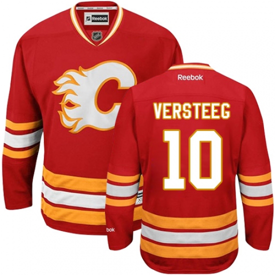 Men's Reebok Calgary Flames 10 Kris Versteeg Authentic Red Third NHL Jersey